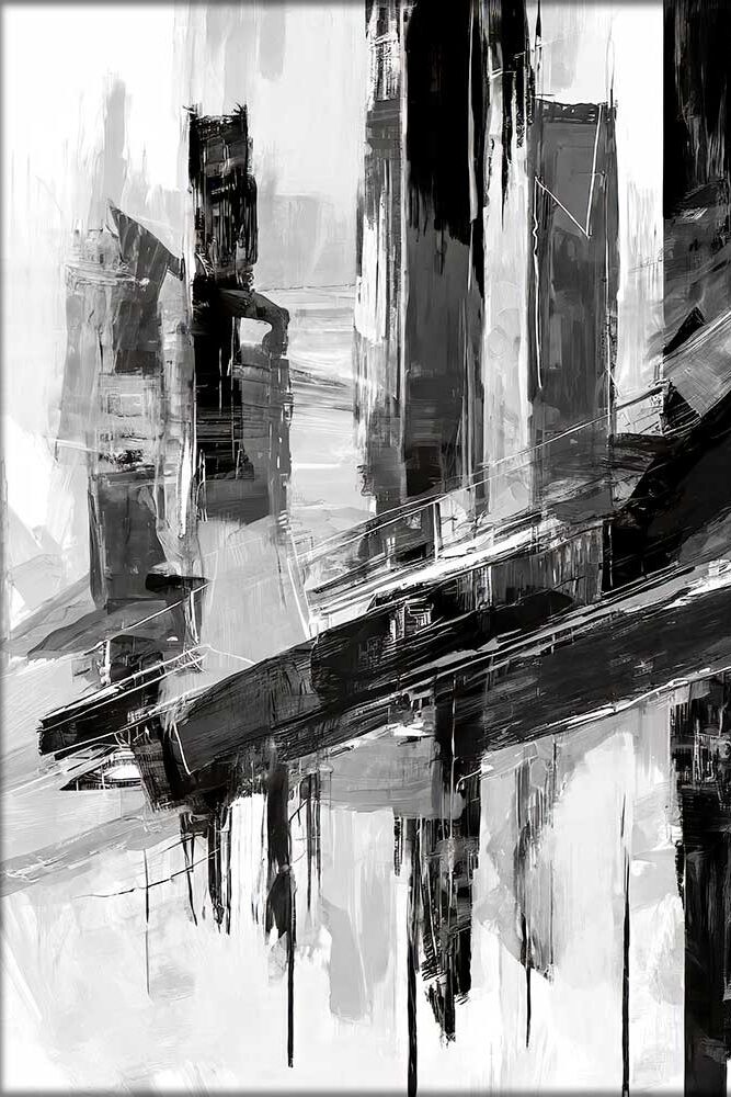 Graphite V - canvas billede sort hvid