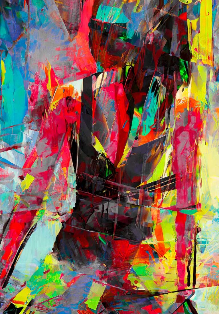 Vertikal abstrakt plakat velegnet til høje vægge og rum med loftshøjde