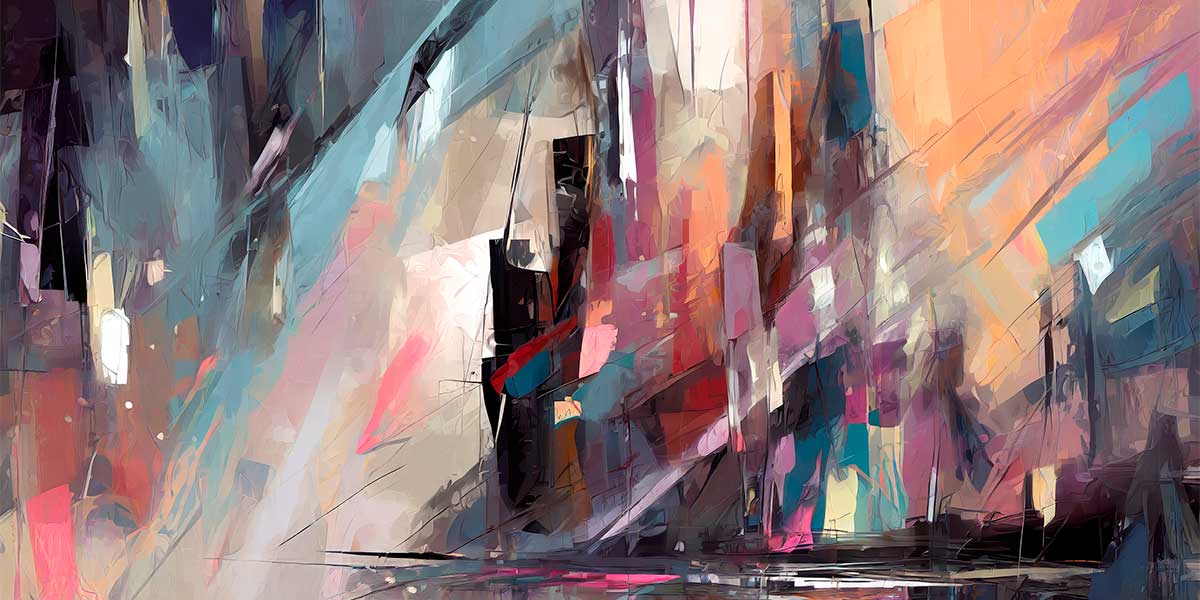 Unfold I - abstrakt plakat med kunst
